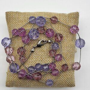 Lovely vintage spring bead necklace pink purple Easter whimsical fairy